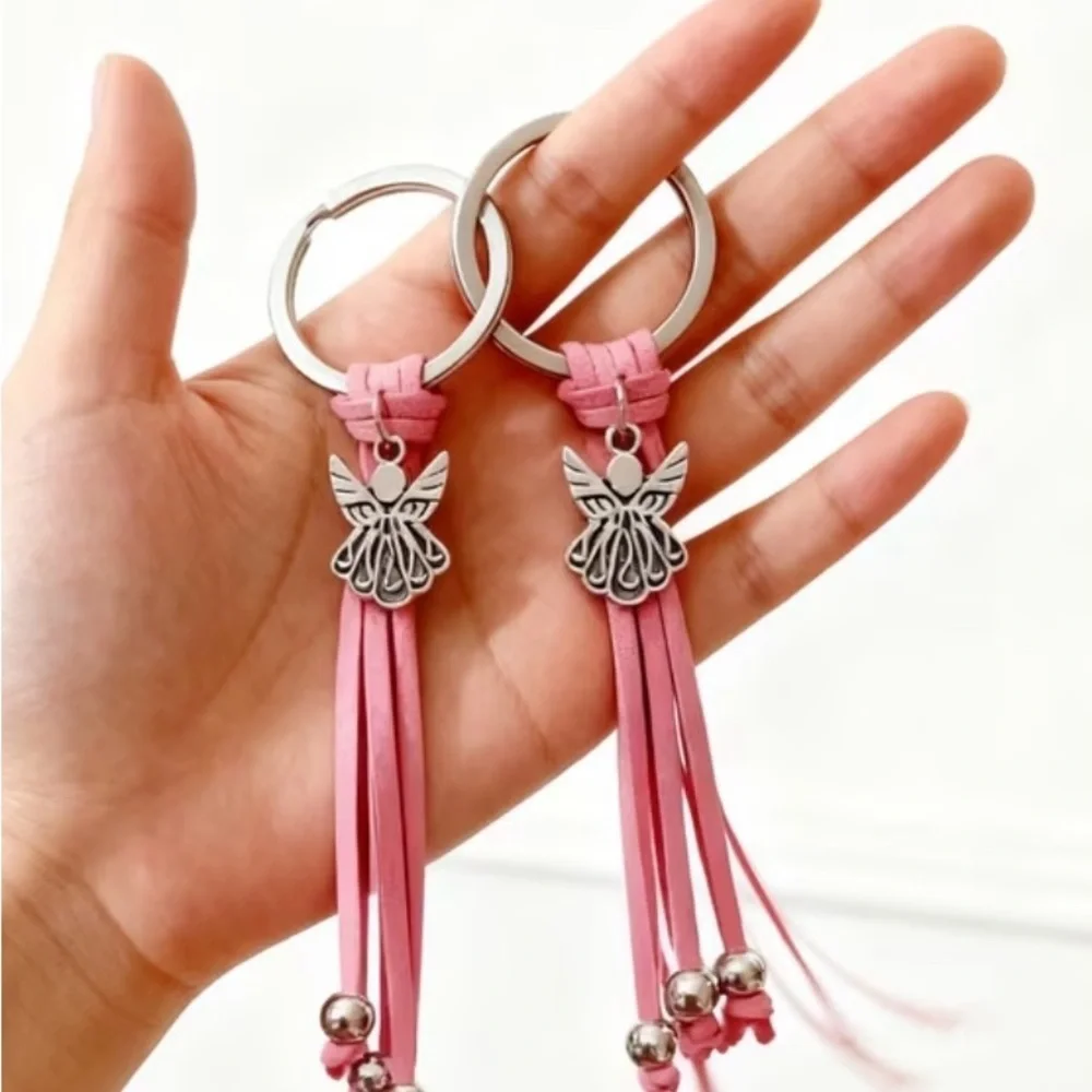 Pink Angel Tassel Keychain/Bag Charm Set